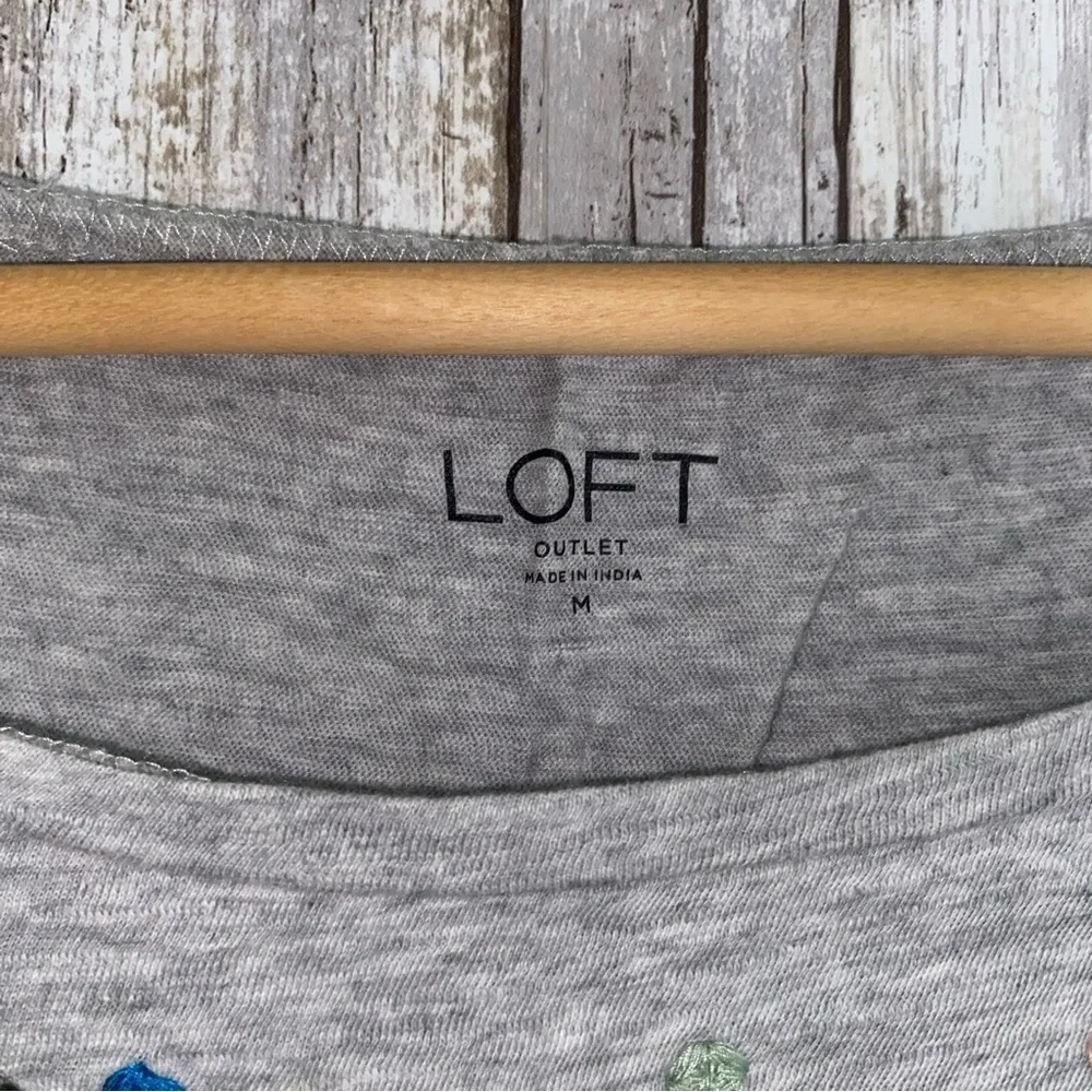 Loft Grey Embroidered Neck Floral Blouse - Picture 4 of 4